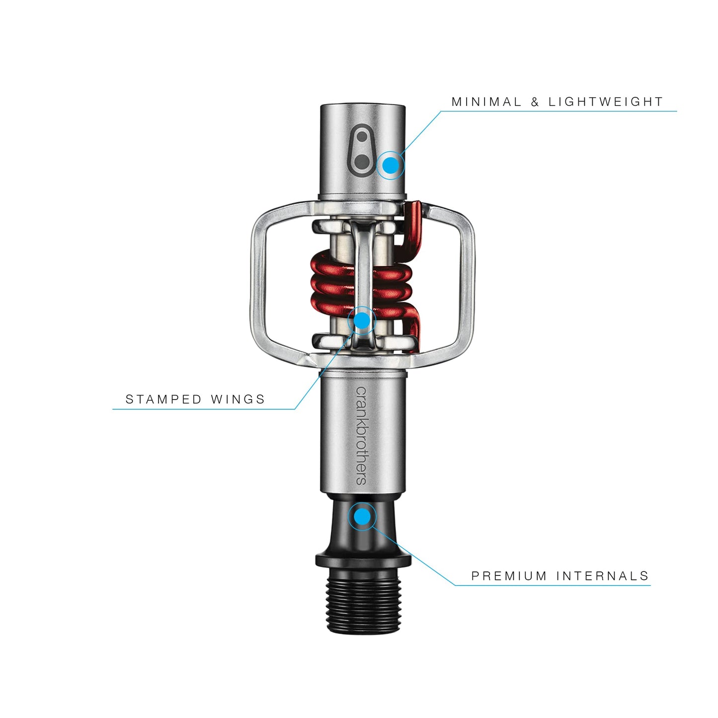 Crankbrothers Eggbeater-1 Pedals, Silver with Red Spring