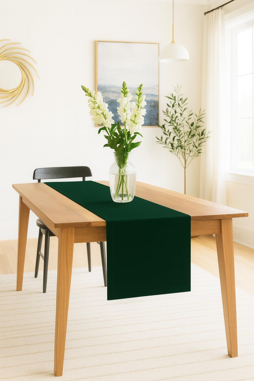 Table Runner Made of Minimate Fabric Modern, Smooth, Wide Hem, Non-Iron, Durable, Washable up to 60°C, Can be Tumble Dried. Kitchen and Living Room