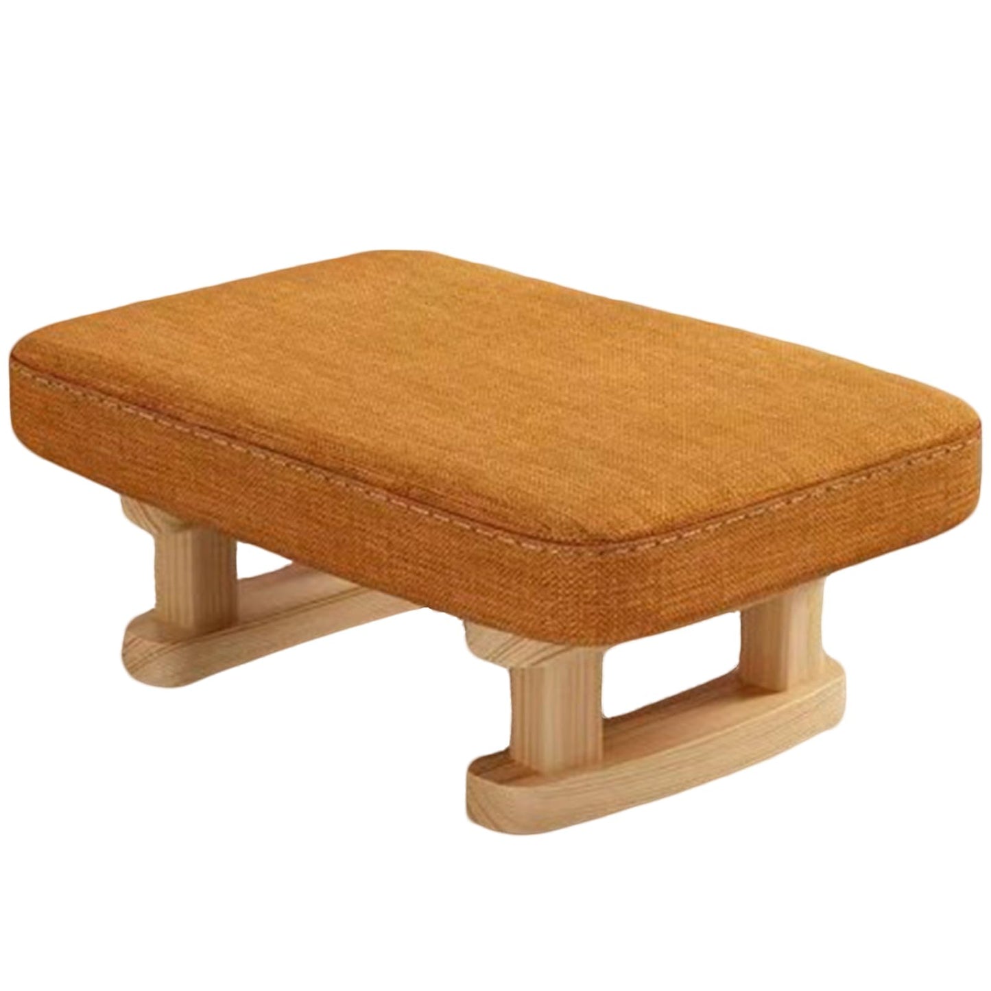 Foot Stool, Pouffe Footstool with Removable Cover, Linen Fabric Small Footstool with Cushion, Footstools for Living Room Entryway Office Bedroom