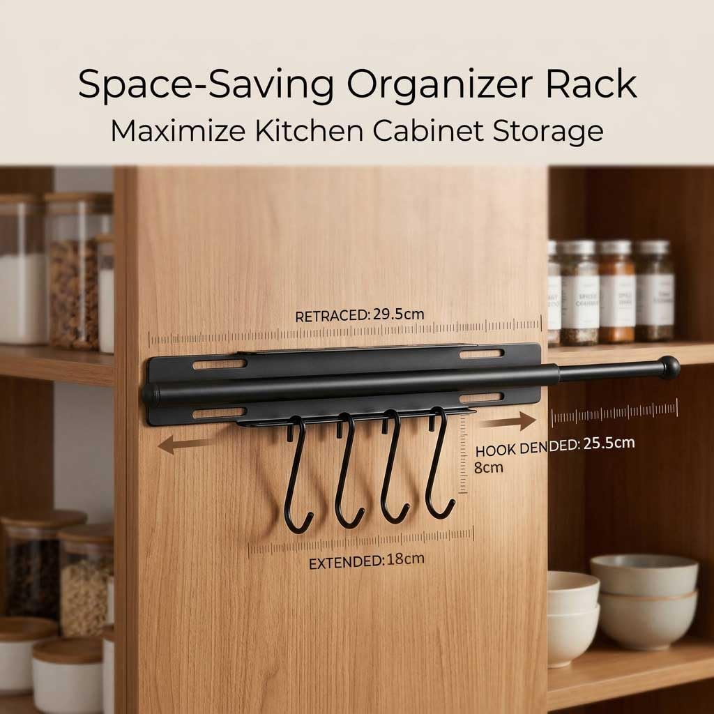 Pull Out Valet Hanger Supporting 11lbs Without Sagging, 12-Inch Adjustable Heavy-Duty Carbon Steel Grey Tube For Laundry Staging