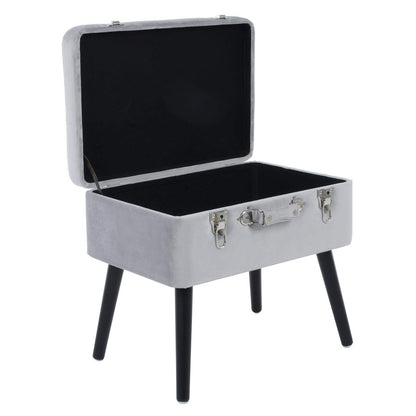 Hodge and Hodge Suitcase Storage Stool - Silver Grey