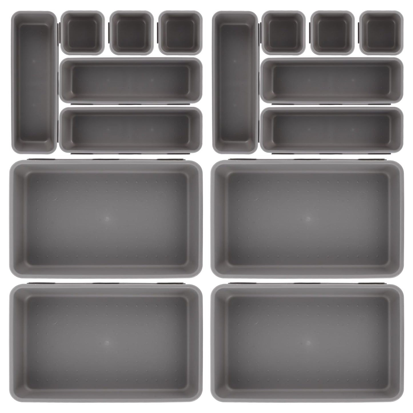 ASelected 16 Pcs Drawer Organiser,Interlocking Drawer Dividers Plastic Storage Trays,Tidy Desk Drawer Organiser for Kitchen Office Make-Up Clothing