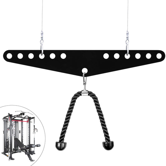 RIMLUFE Double to Single D Handle Cable Weight Workout Pulley System Adaptor Plate Spreader LAT Pull Down BarRope Attachments Cable Machine for Squat