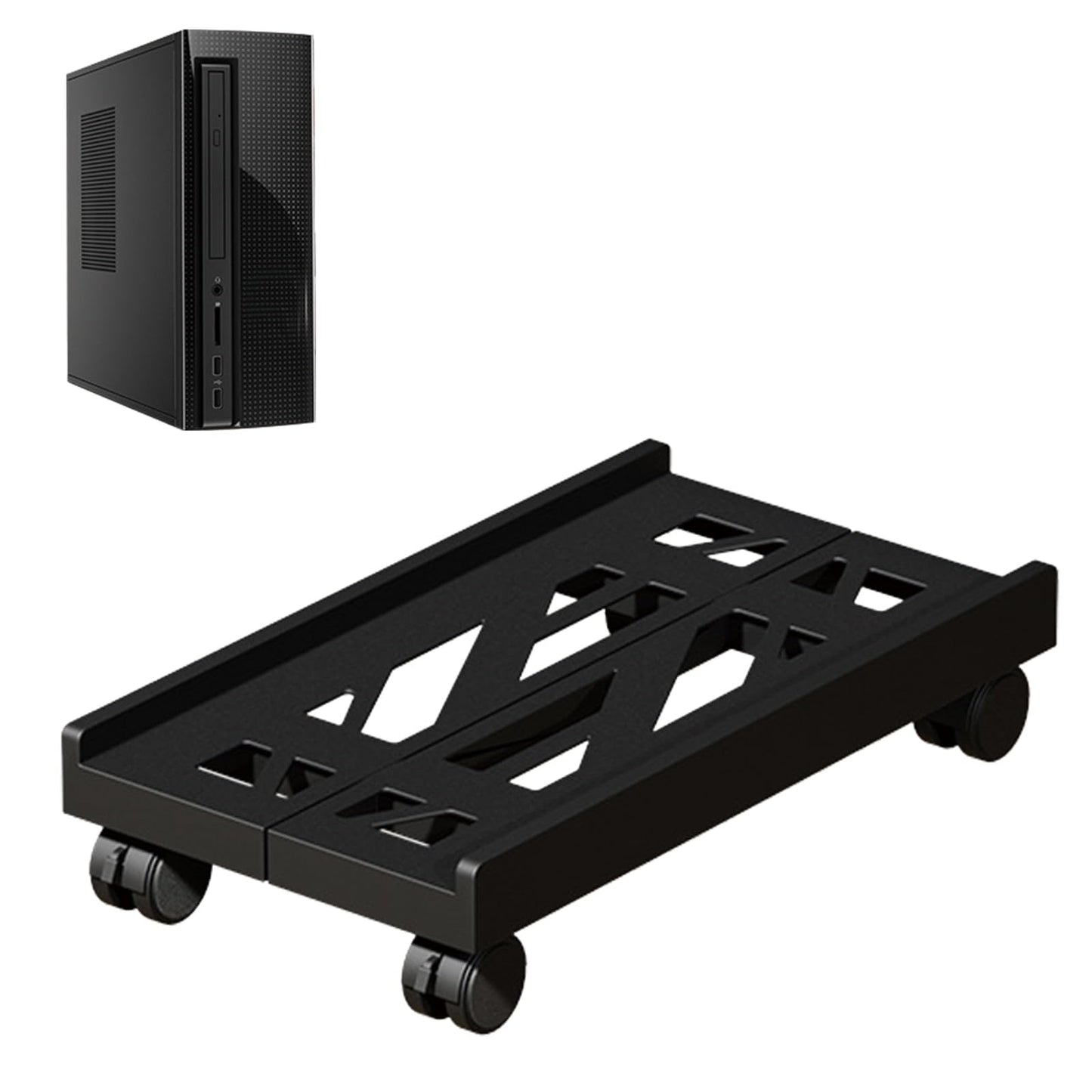 Eidoct Adjustable Under Desk Computer Tower Holder Mobile Pc Stand with 4 Wheels Fits Most PC (Multi-hole)