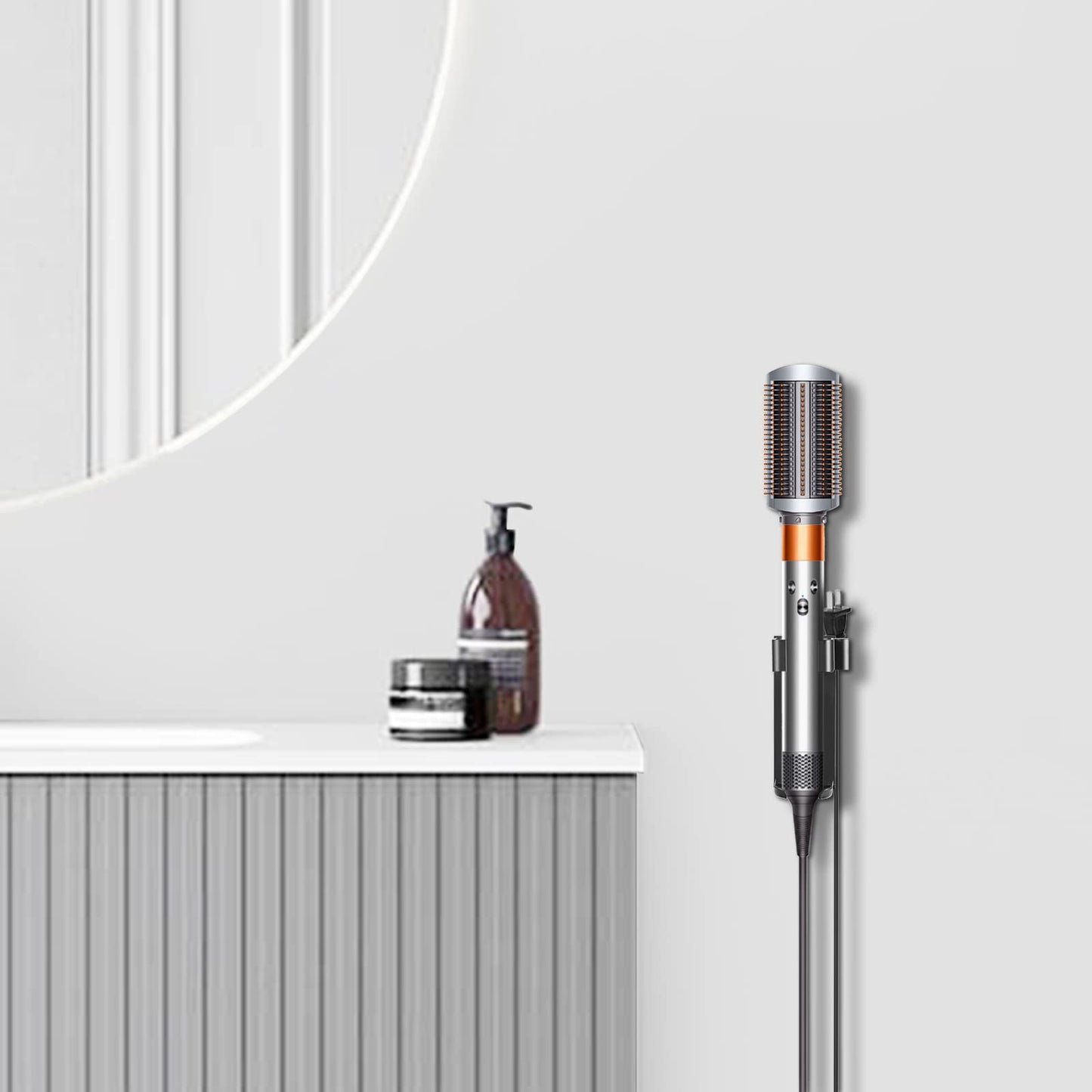 Moqing Wall Mount Holder for Dyson Airwrap Styler Hair Curling Iron Barrels, Metal Organizor Storage Rack Suitable for Various Curly Hair