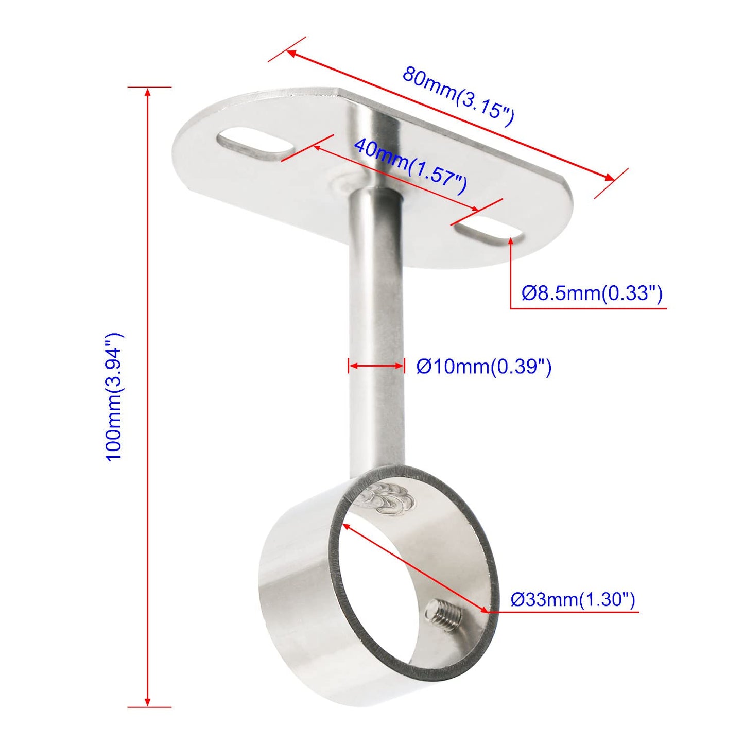 Ohamtes 4Pcs ID32mm(1-1/4"), L100mm, clothes rail mounting bracket, shower curtain closet tie rod support frame, curtain rod flange socket