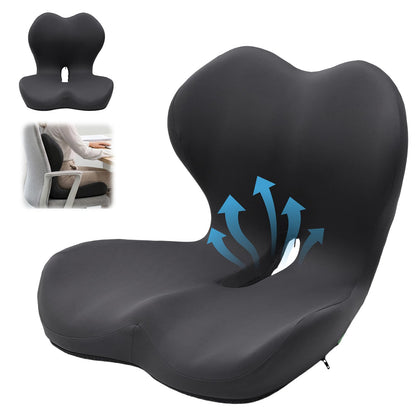 Orthopedic Seat Cushion with Lumbar Support, Memory Foam Coccyx Cushion