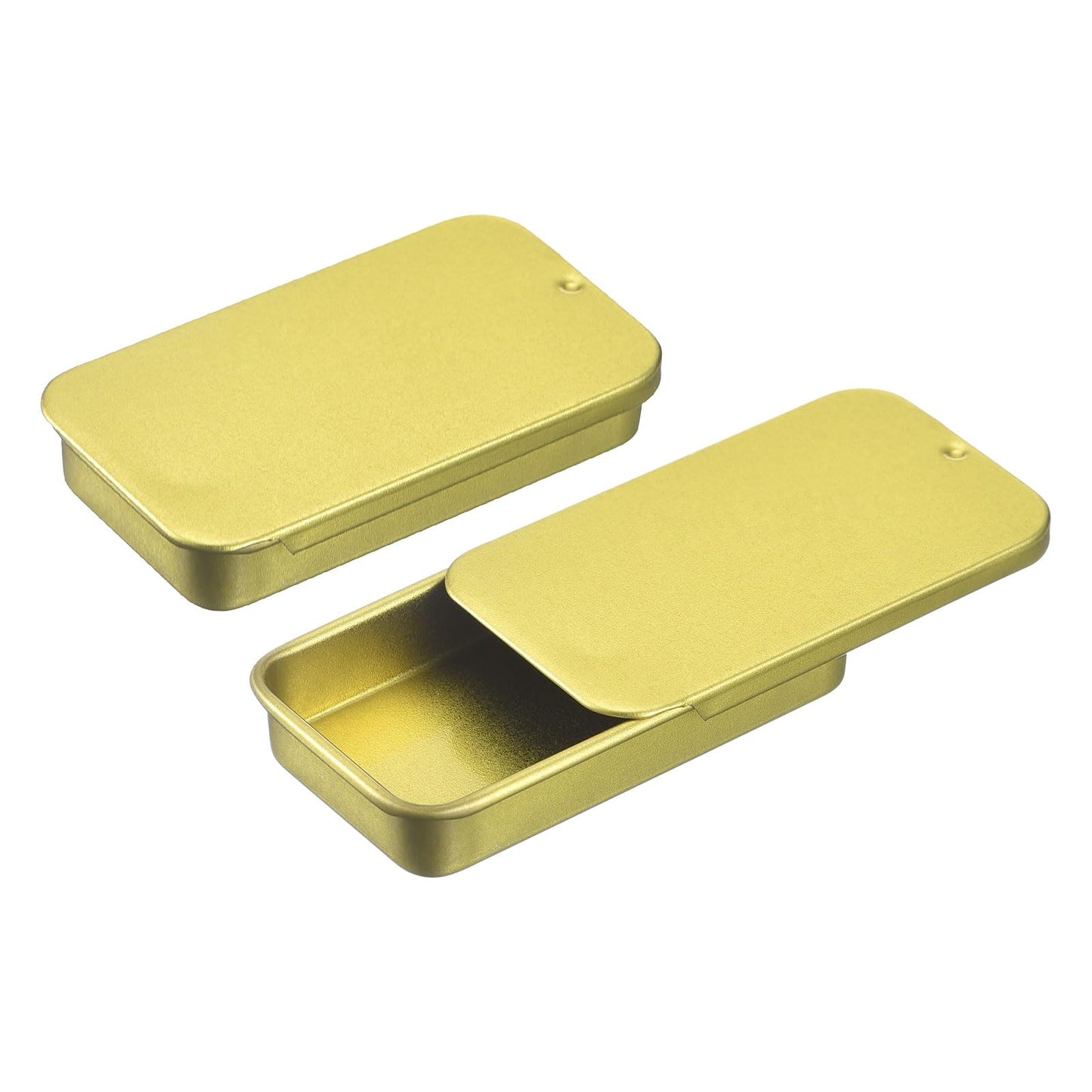 sourcing map 4 Pcs Metal Tin Box Container, 2.4x1.3x0.4 Inch Slide Top Tin Containers Empty Rectangular Storage Box Portable Mini Tin Case for Candy
