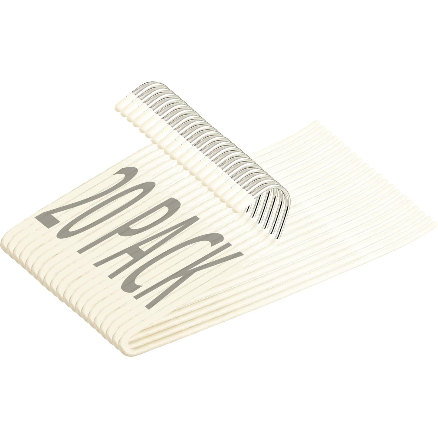 Open Ended Pants Hangers 20 Pack, Non Slip Metal Trouser Hangers CreamWhite