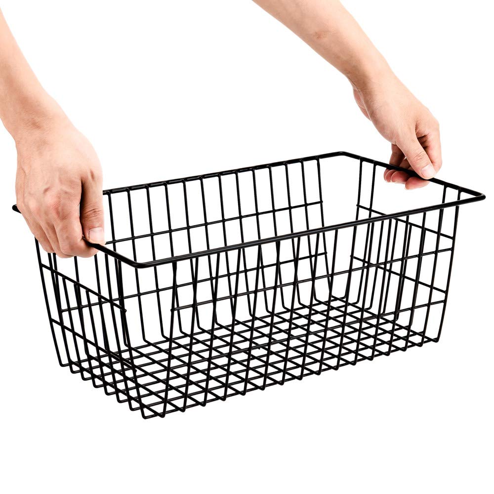 SANNO Wire Storage Baskets Freezer Baskets Farmhouse Organizer Storage Containers Large Organizer Containers for Storage, Office, Bathroom