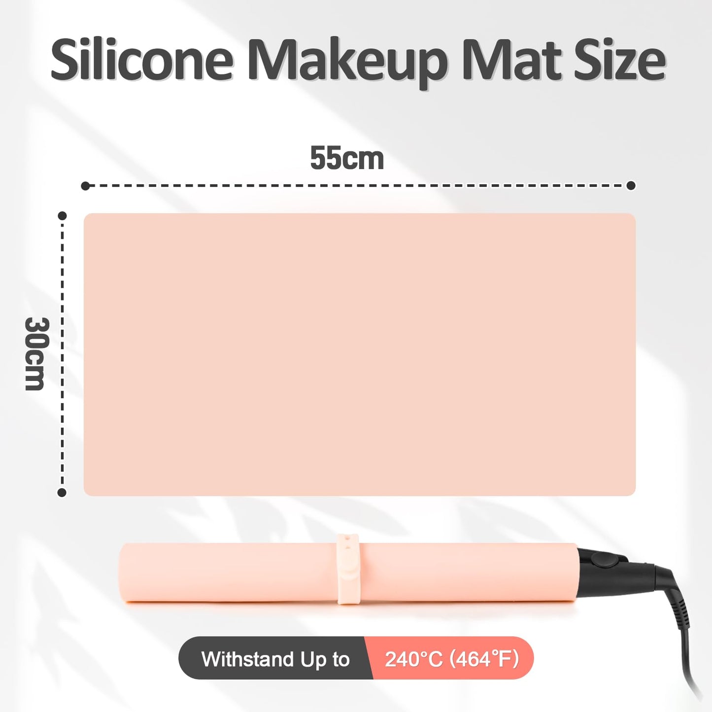 Silicone Dressing Table Mat Protector for Makeup, 55x30cm, Baby Pink