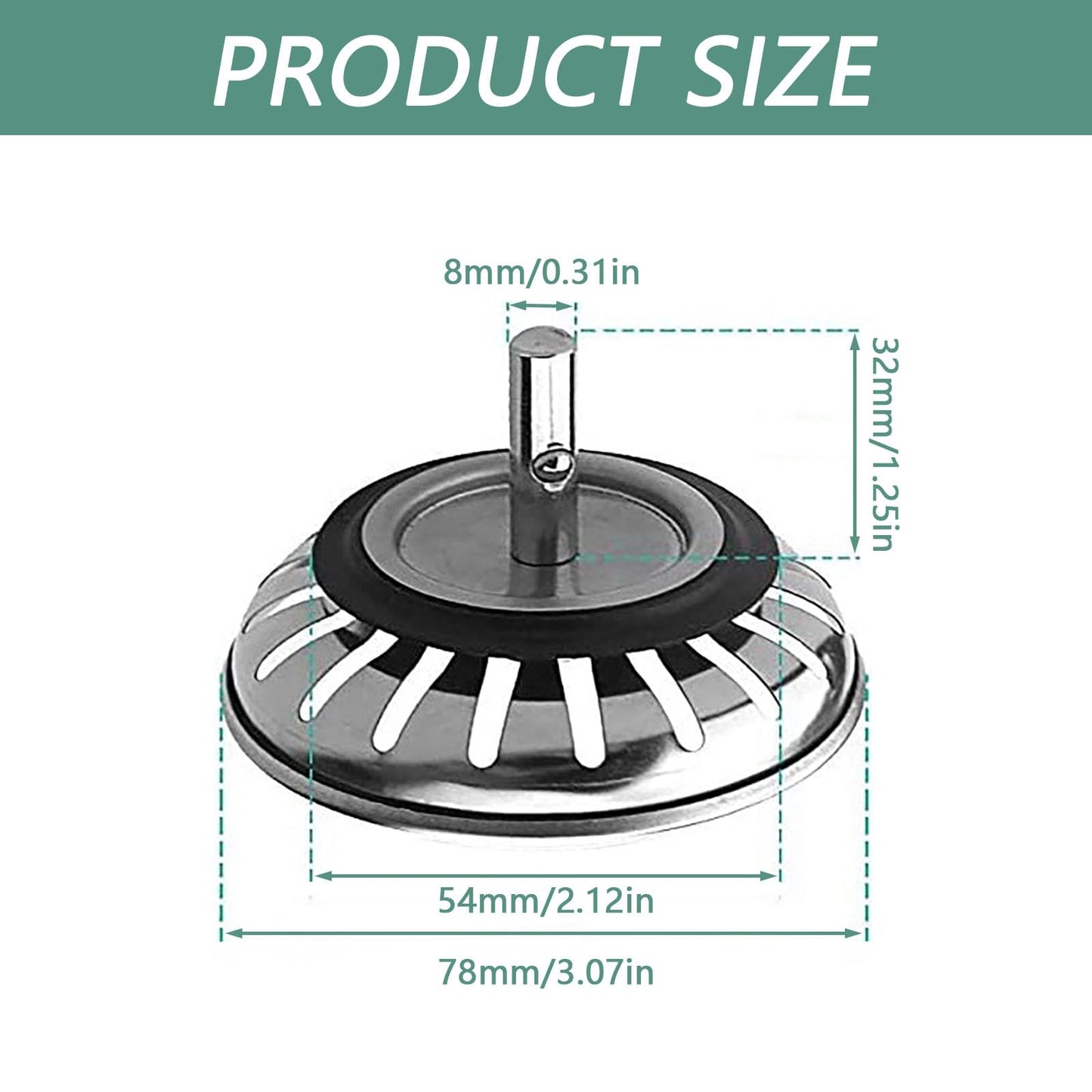 2Pcs Stainless Steel Sink Drainer Plug Strainer