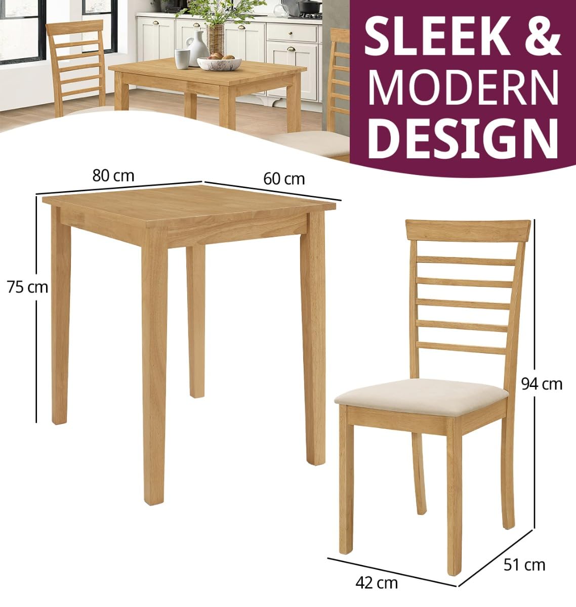 Hallowood Furniture Ledbury Small Light Oak Dining Table and Chairs Set 2