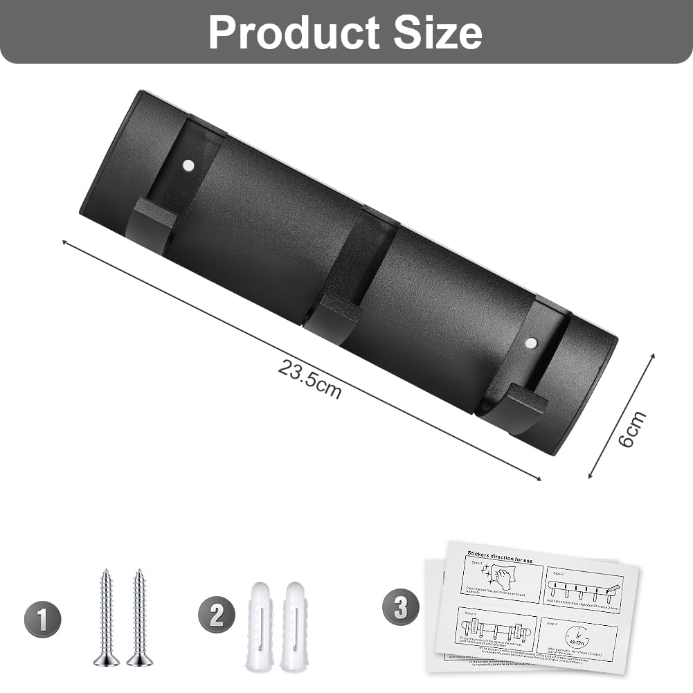 flintronic Wall Mounted Floating Rack with 3 Hooks, Foldable Metal Wall Hook, Space Aluminum Material Coat Hook Rack Wall Hanger