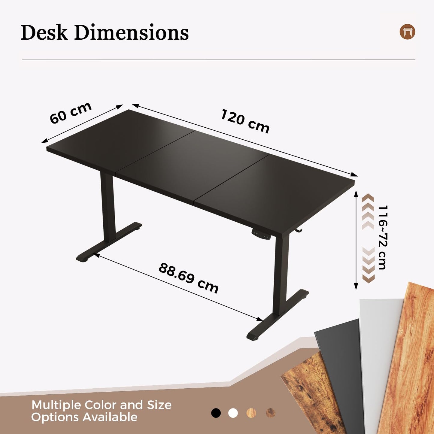 Klicelor Electric Standing Desk, 2 Memory Buttons for stand & sit, 120x60