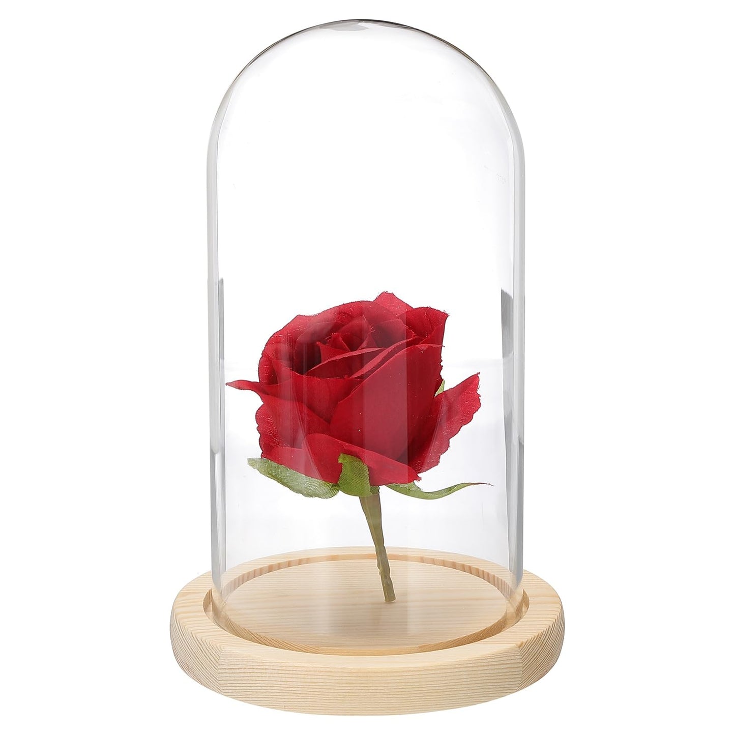 sourcing map Glass Cloche Display Dome, 7.4" x 3.9" Glass Dome Display Case Wood Base Tabletop Jar Case Decorative Bell Jar for Plant Home Decor
