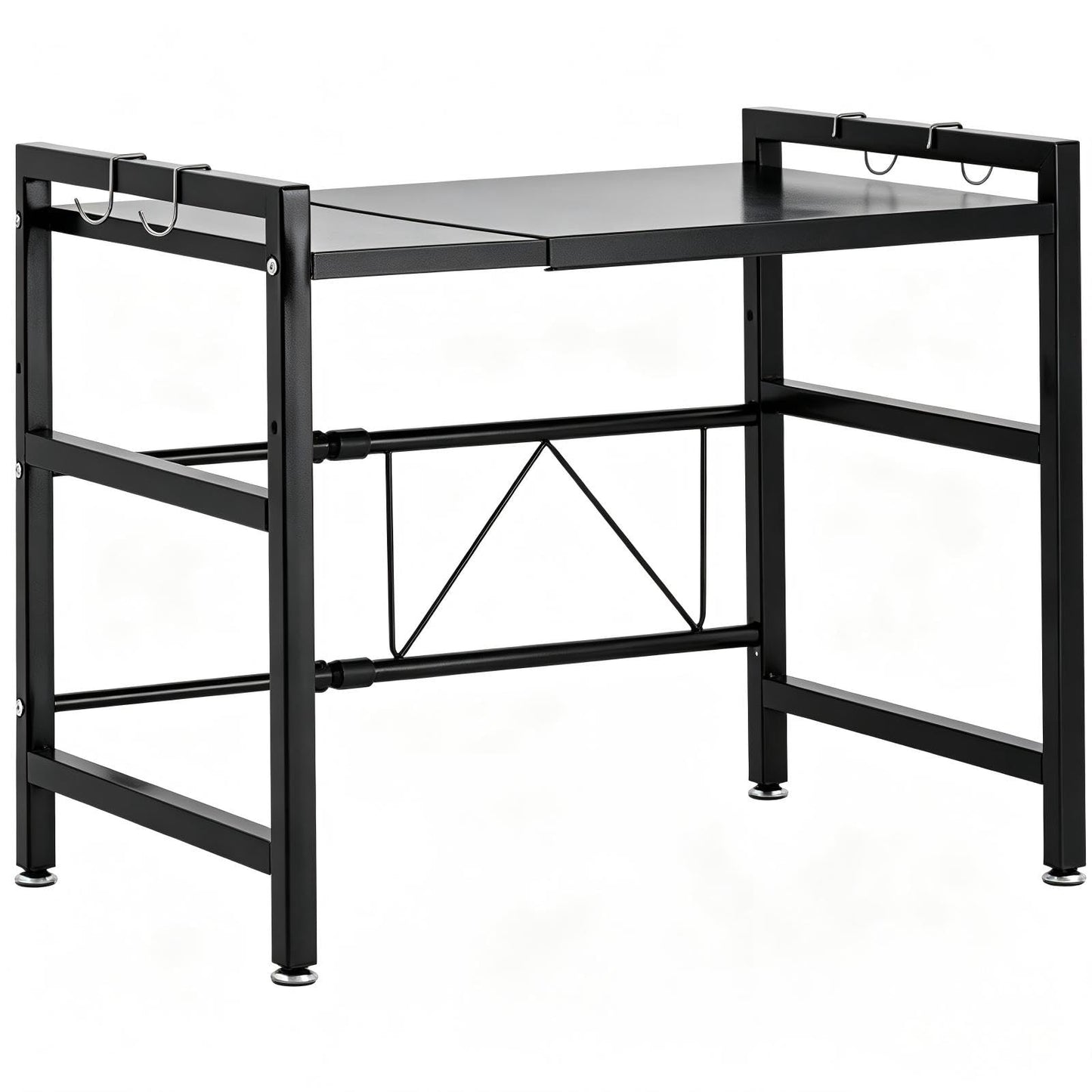 Multibao Expandable Microwave Rack Shelf, 2 Tier Oven Rack Stand Holder Kitchen Corner Shelf Desktop Printer Shelf Rack, Bakers Rack