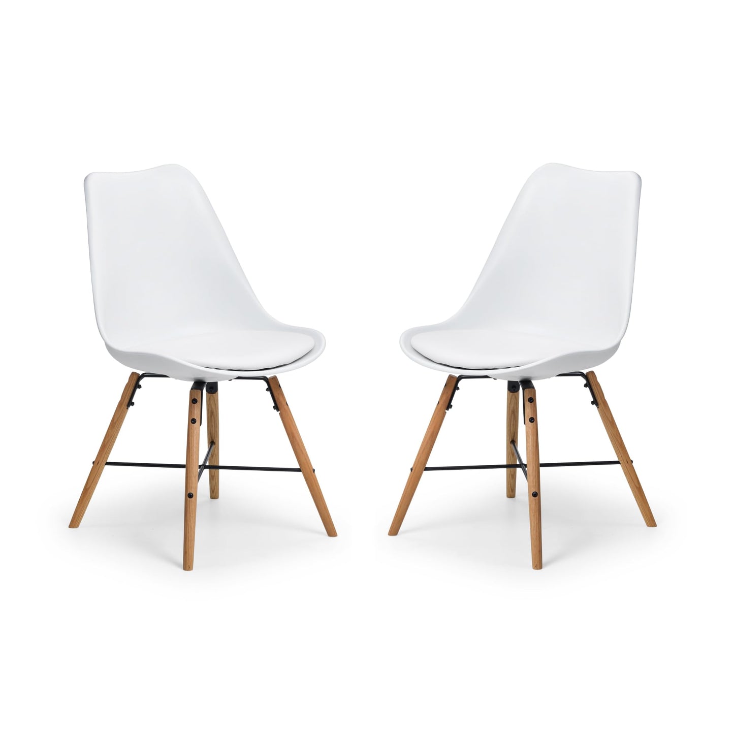 Julian Bowen White/Oak Wood Kari Dining Chairs Set of 2