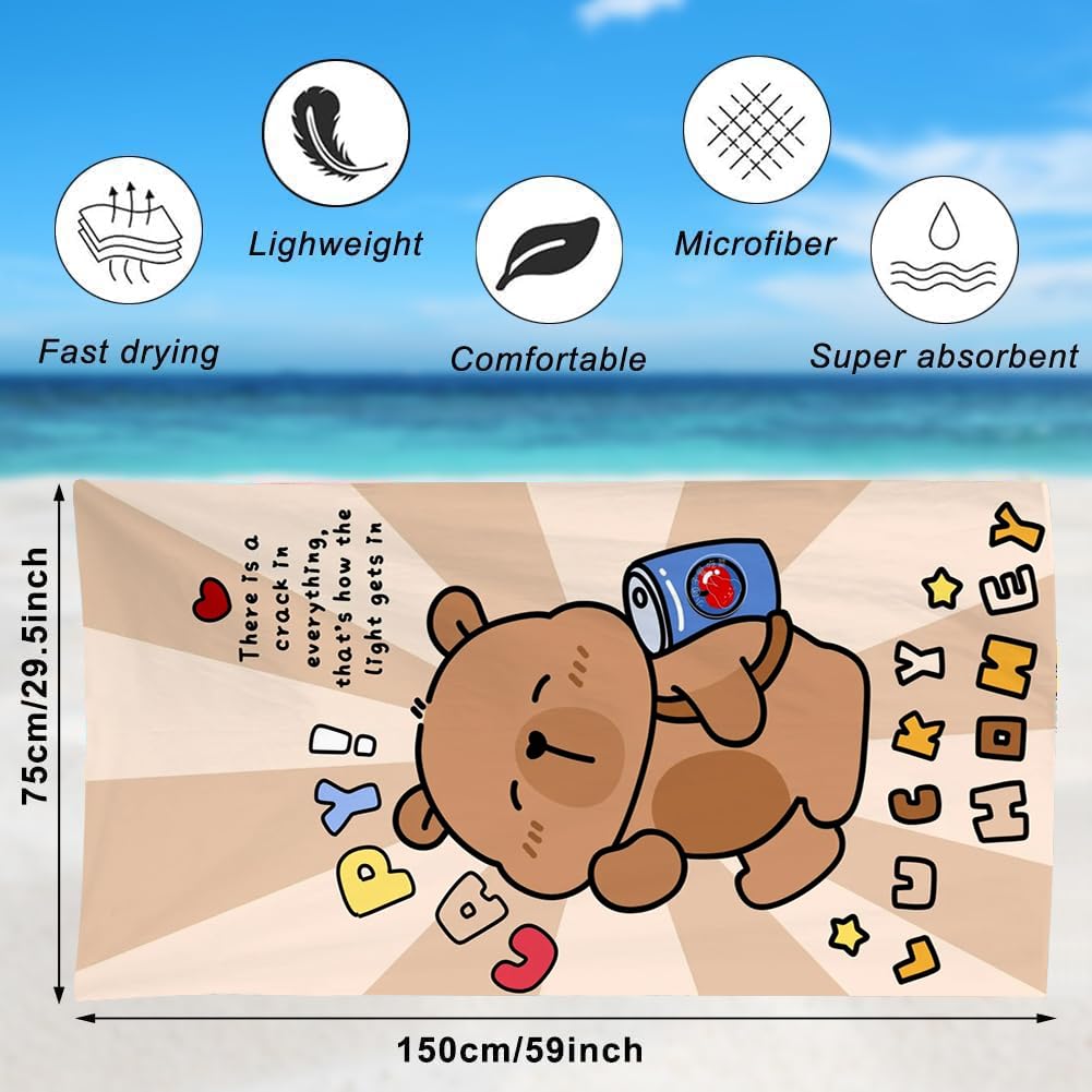 Spiritzohic Capybara Beach Towels, Capybara Bath Towels Swimming Towel Quick Dry Microfibre Towel Sandproof Beachs BathTowels for Swimming, Travel