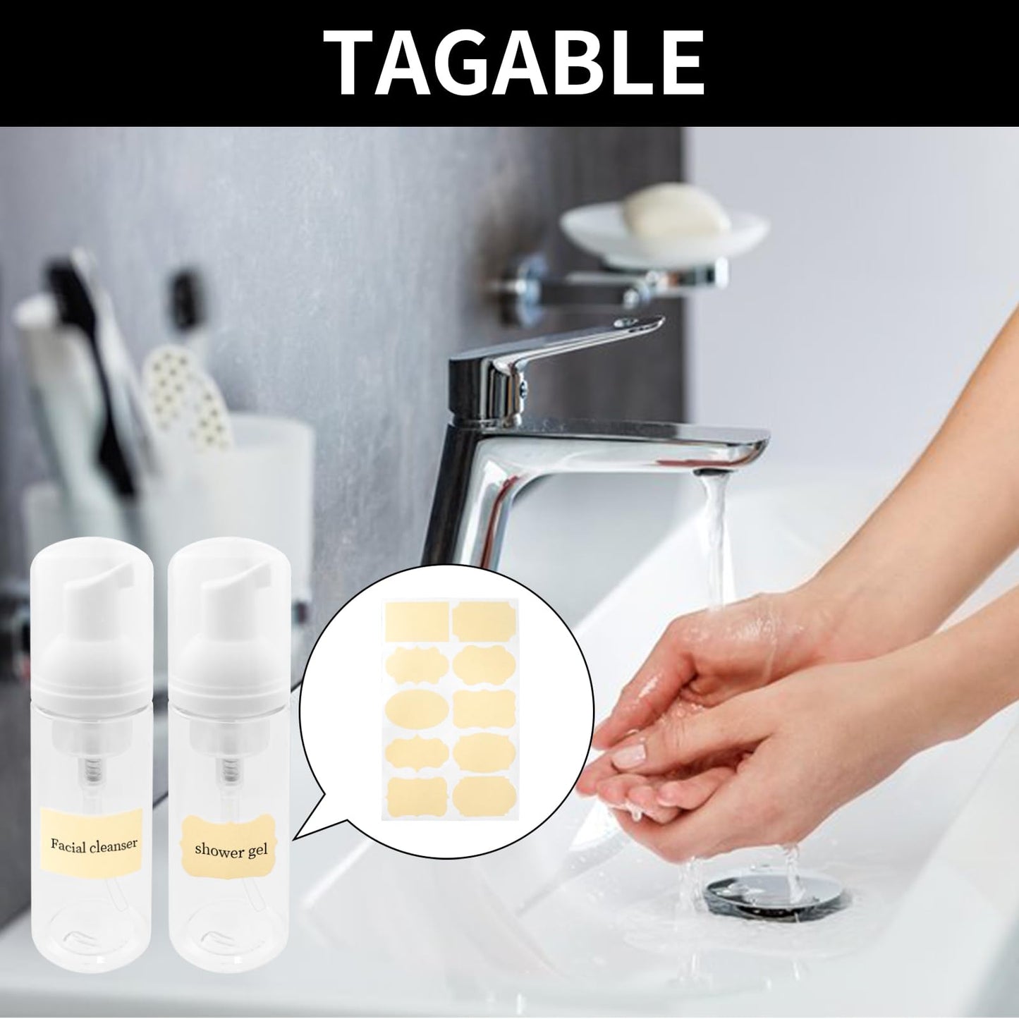 TTQiAnJ 8 Pcs 60ml Foam dispenser bottle,White Travel Empty Plastic Refillable Foam Pump Bottle,for Cleaning,Travel,Makeup