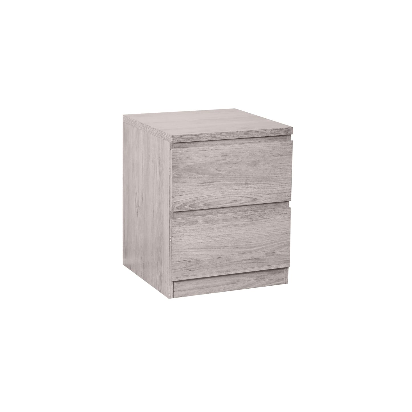 Julian Bowen Jupiter Bedside Table, 2 Drawer, Grey Oak - H56.5 x W45cm