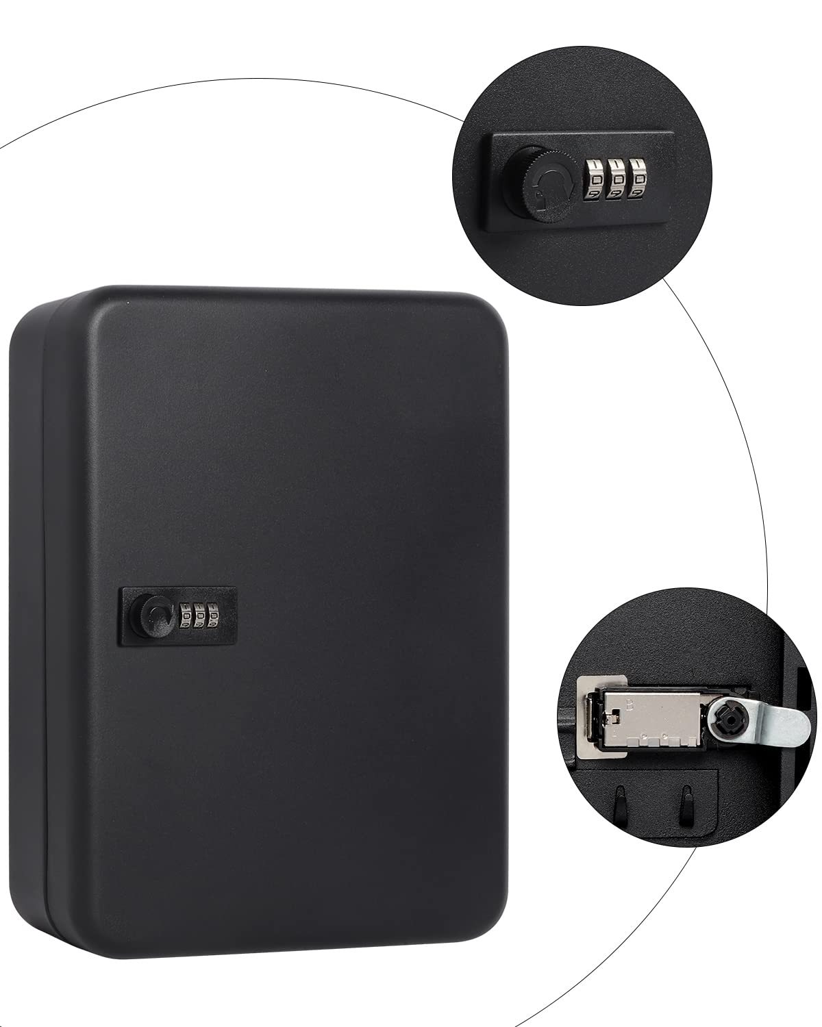 Parrency Combination Lock Key Box with 48 Hooks, Large Wall Mount Combination Lock Cabinet, 11 4/5" x 9 1/5" x 3" Key Tags Included