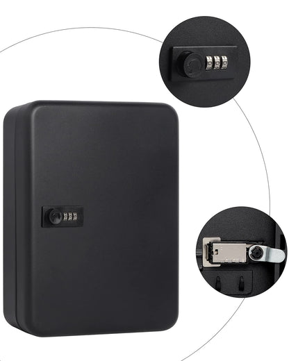 Parrency Combination Lock Key Box with 48 Hooks, Large Wall Mount Combination Lock Cabinet, 11 4/5" x 9 1/5" x 3" Key Tags Included