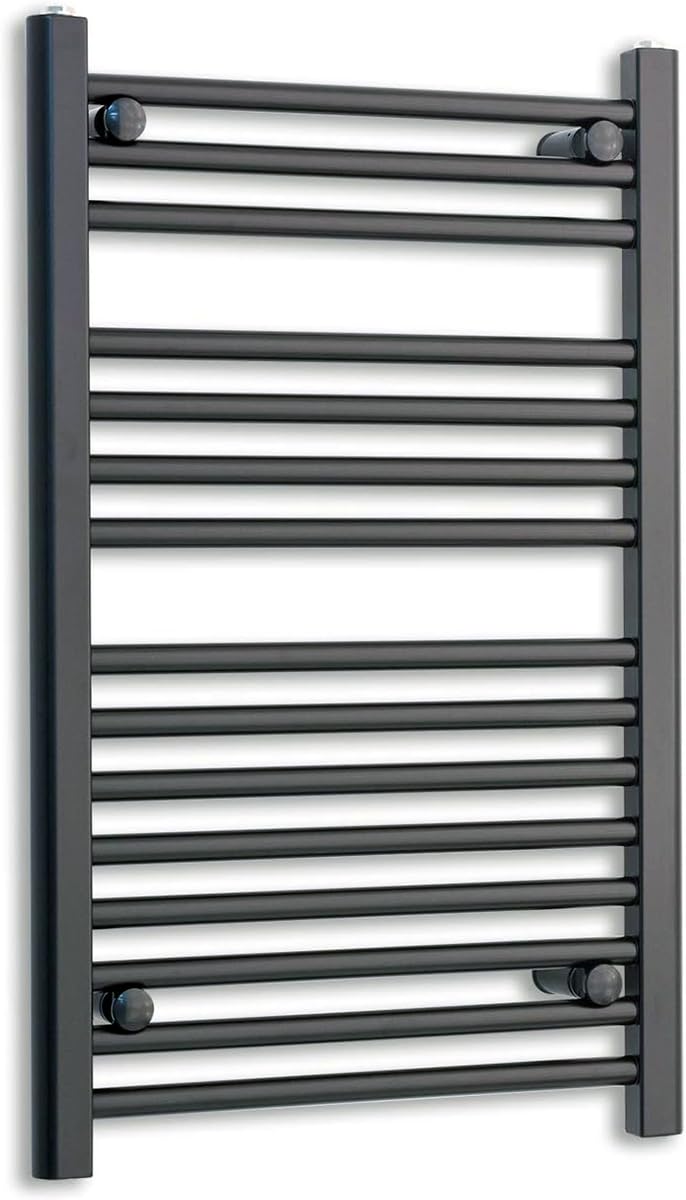 500mm Wide Black Heated Towel Rail Straight Flat Bathroom Warmer Radiator Rack Central Heating Turkish Zone (500mm x 800mm)