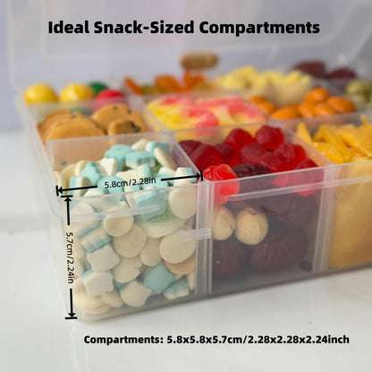 LAifu Snack Box Large, Snack Box with 12 Removable Compartments, Divided Snackle Boxes Trays with compartment for Candy, Spices, Fruits, Nuts, Chips