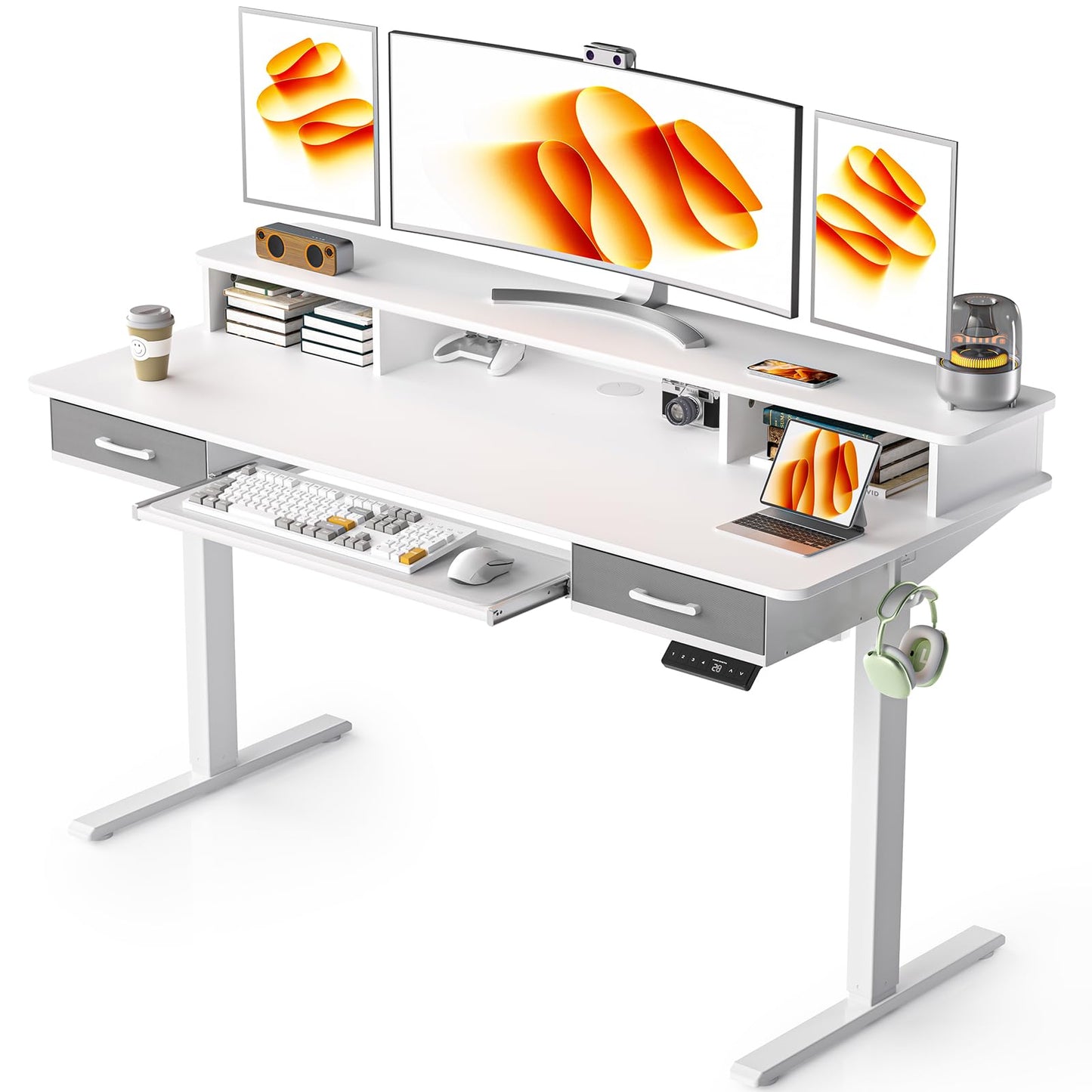 WALKINGDESK Electric Standing Desk with Keyboard Tray, 140 x 60 cm