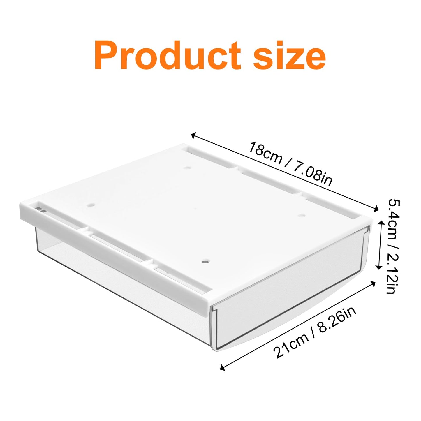 Minjuna 2Pcs Under Desk Drawers, 21x18x5.4 cm Self-Adhesive Under Desk Storage Box, Under Table Hidden Organizer