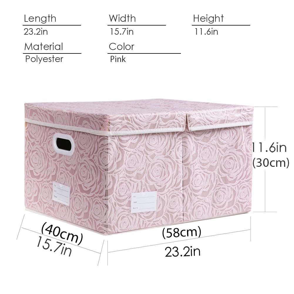 Prandom Storage Boxes with Lids Large.Rose Pattern Fabric Decorative Storage Box, Really Useful Box,Clothing Storage,Cubes