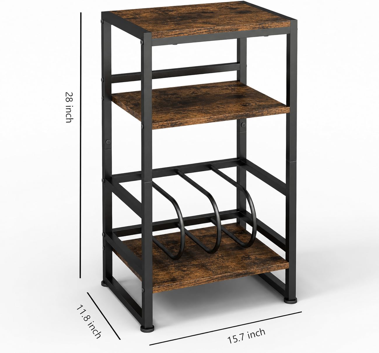ZEXVIDA Vinyl Record Player Stand, 3-Tier End Table with Vinyl Record Storage, Record Player Table Holder Cabinet Up to 120 Albums for Living Room