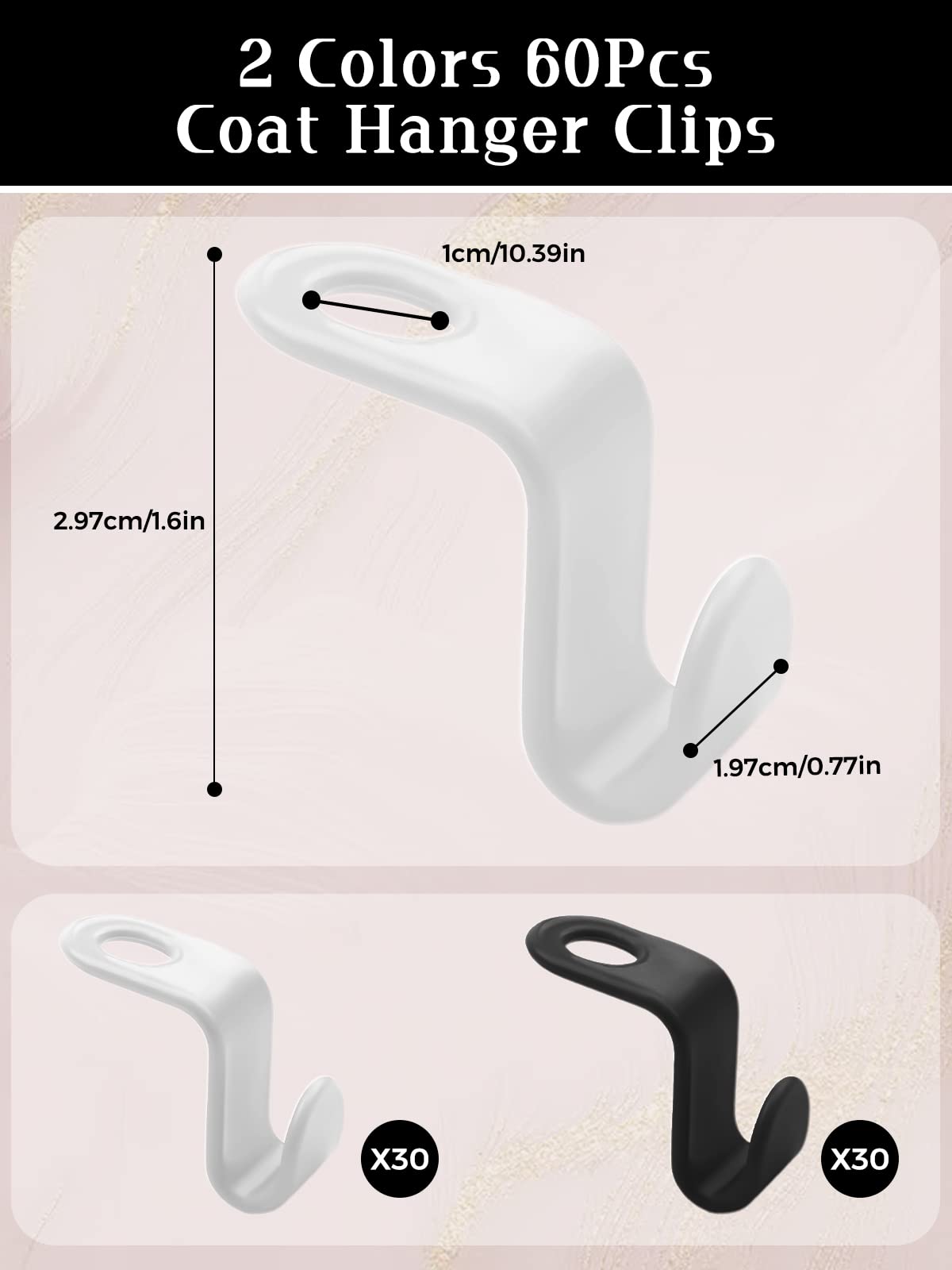 Sinofort 60Pcs Space Saver Clothes Hanger Connector Hooks, White & Black