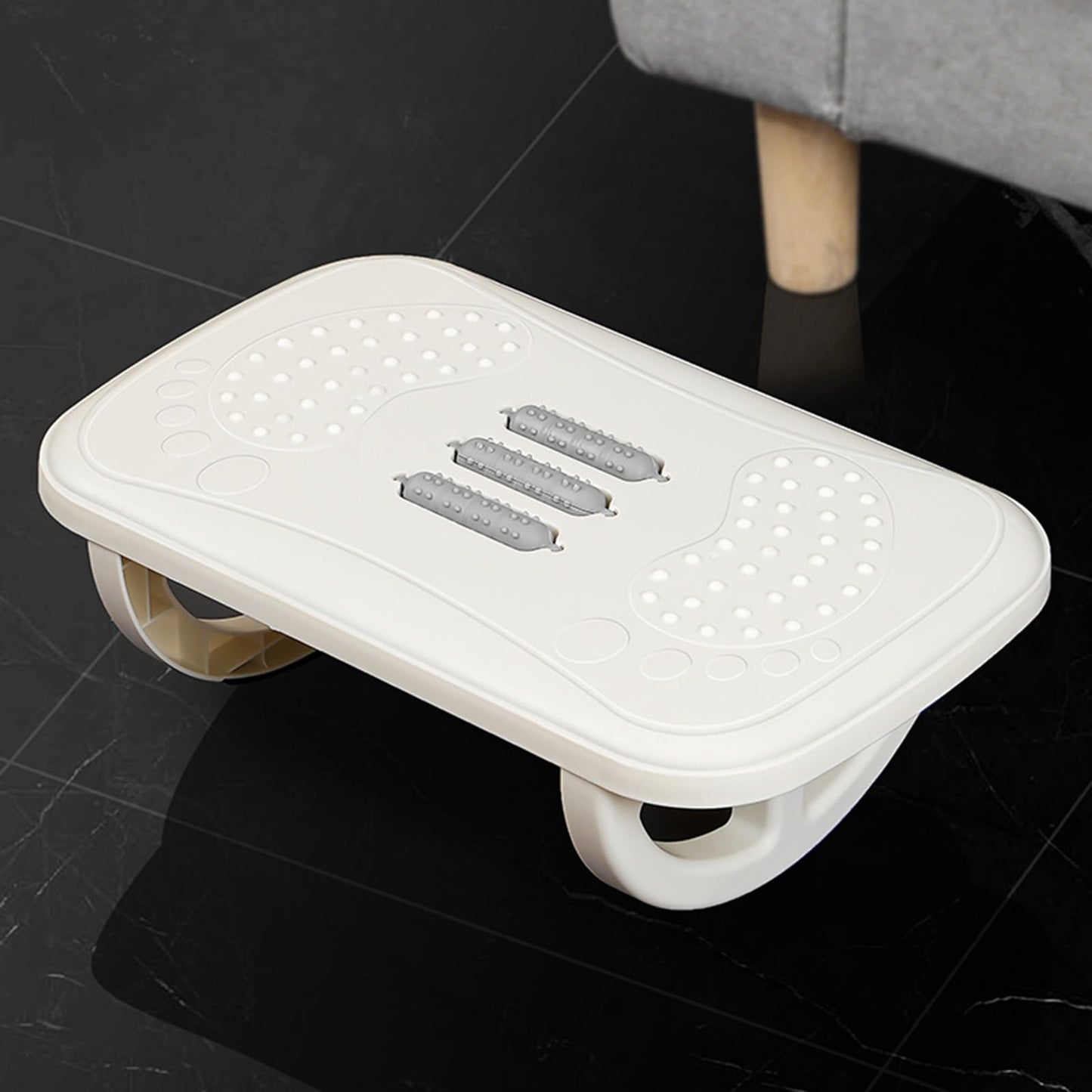 Folpus Ergonomic Foot Rest Under Desk at Work, Rocking Foot Stool Footrest, Footstool with Foot Massage,Promote Leg Circulation, White