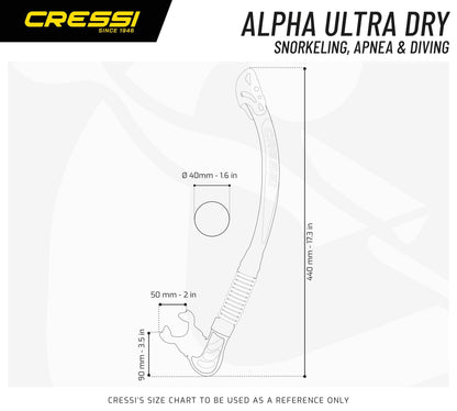 Cressi Unisex-Adult, Alpha Ultra Dry Snorkel Ideal for Snorkelling Apnea and Diving, Blue/Light Blue, One Size