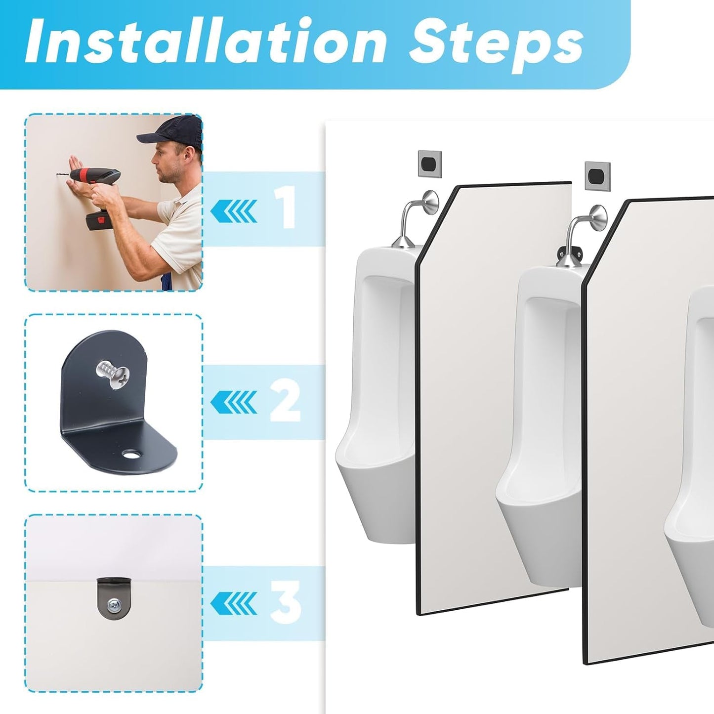 YAGEANNL Urinal Partition Divider, 1PCS Privacy Screen for Toilets, Men's Urinal Screen, Public Health Partition for Schools/Shopping Malls/Public