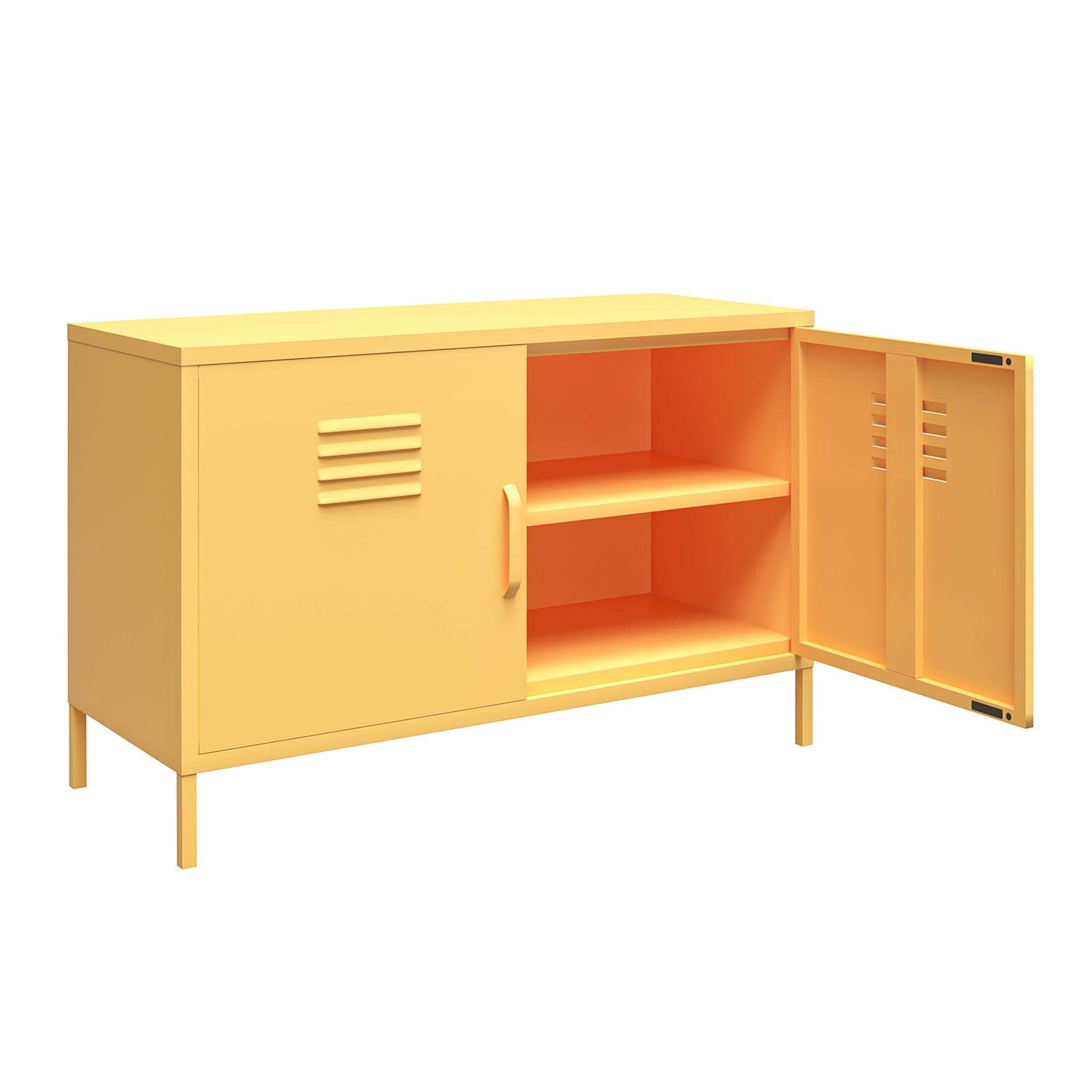 DHP Furniture Cache 2 Door Metal Locker Accent Cabinet Yellow
