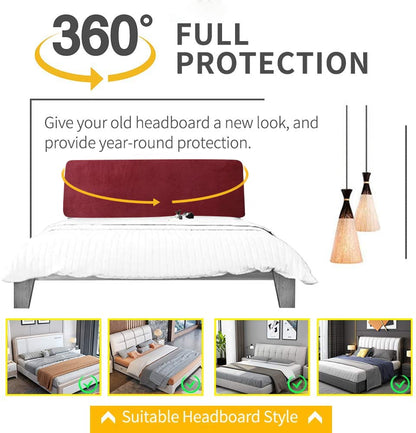 DUJUIKE Headboard Slipcover for Queen Bed, Stretch Bed Headboard Cover, Dustproof Protector Cover for Linen Tufted Upholstered
