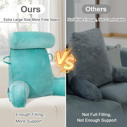 Mingfuxin Reading Pillows for Bed Sofa, Bed Backrest Pillows with Neck Arm Back Support Pillow, Adult Back Reading Cushion with Detachable Neck Roll &