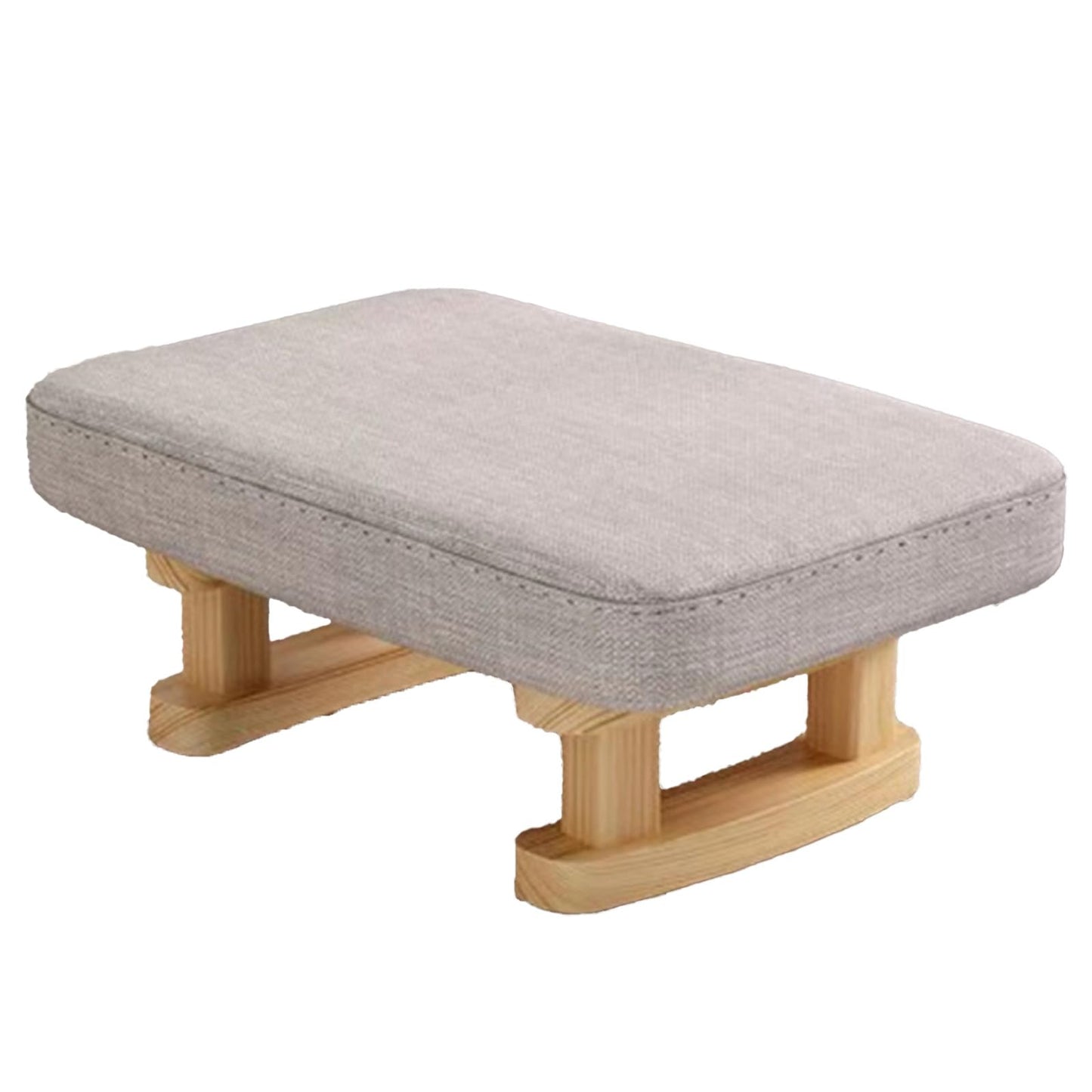 Foot Stool, Pouffe Footstool with Removable Cover, Linen Fabric Small Footstool with Cushion