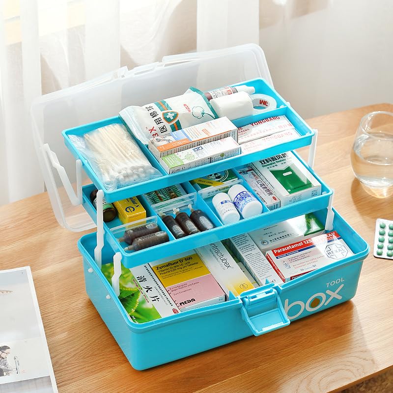 imuounl 3 Layer Multipurpose Storage Box,Plastic Tool Box,Art & Crafts Storage Box with Compartments