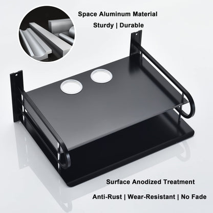 HNVNER Wall Mounted Projector Shelf Metal Router Rack DVD Player Bracket, Floating Wall Shelves For TV Components Such as Cable TV Box/Sky Box/Media