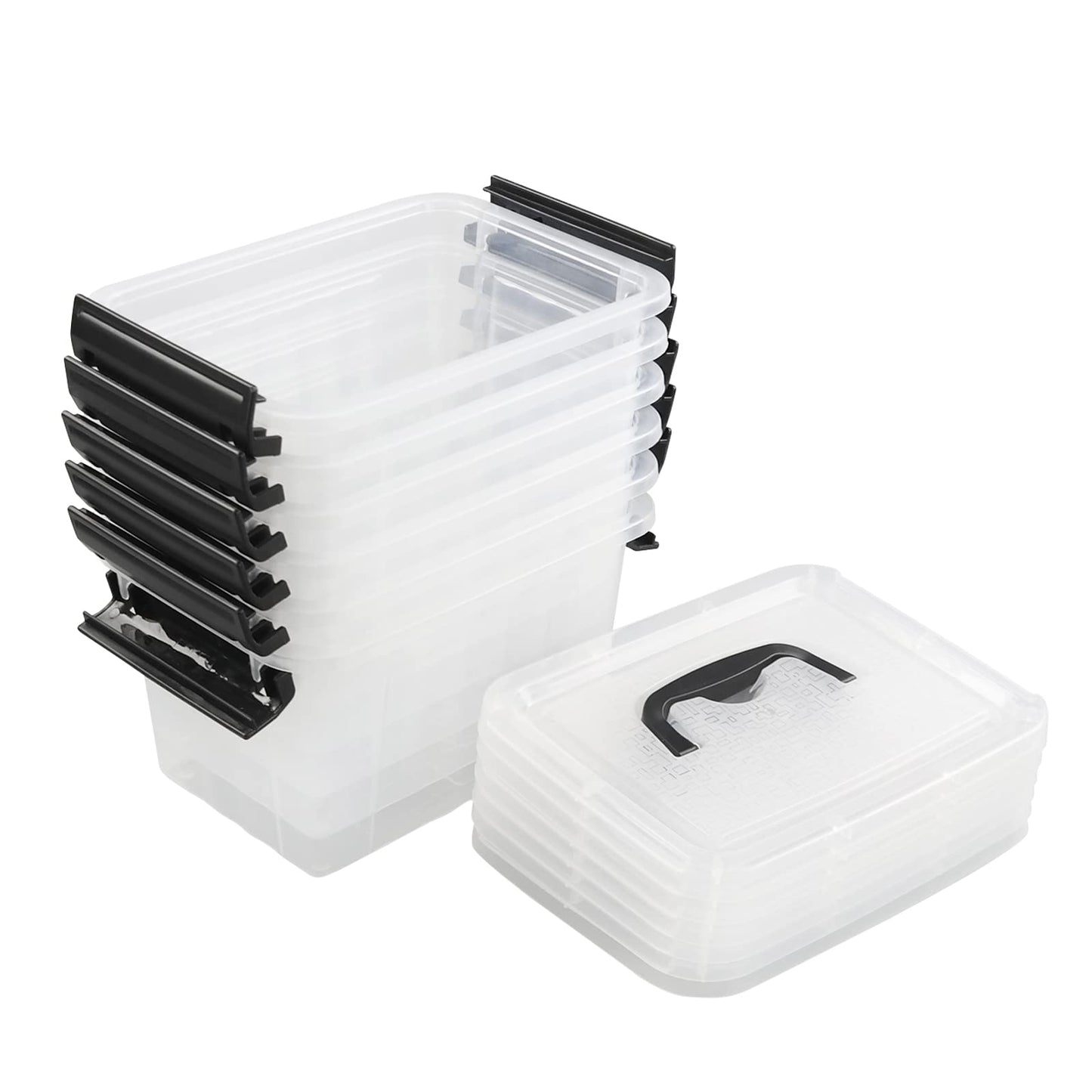 Sosody 3.5 L Small Lidded Storage Latch Box, Clear Plastic Storage Box, 6 Packs