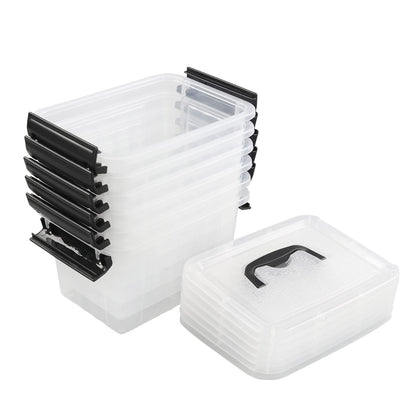 Sosody 3.5 L Small Lidded Storage Latch Box, Clear Plastic Storage Box, 6 Packs