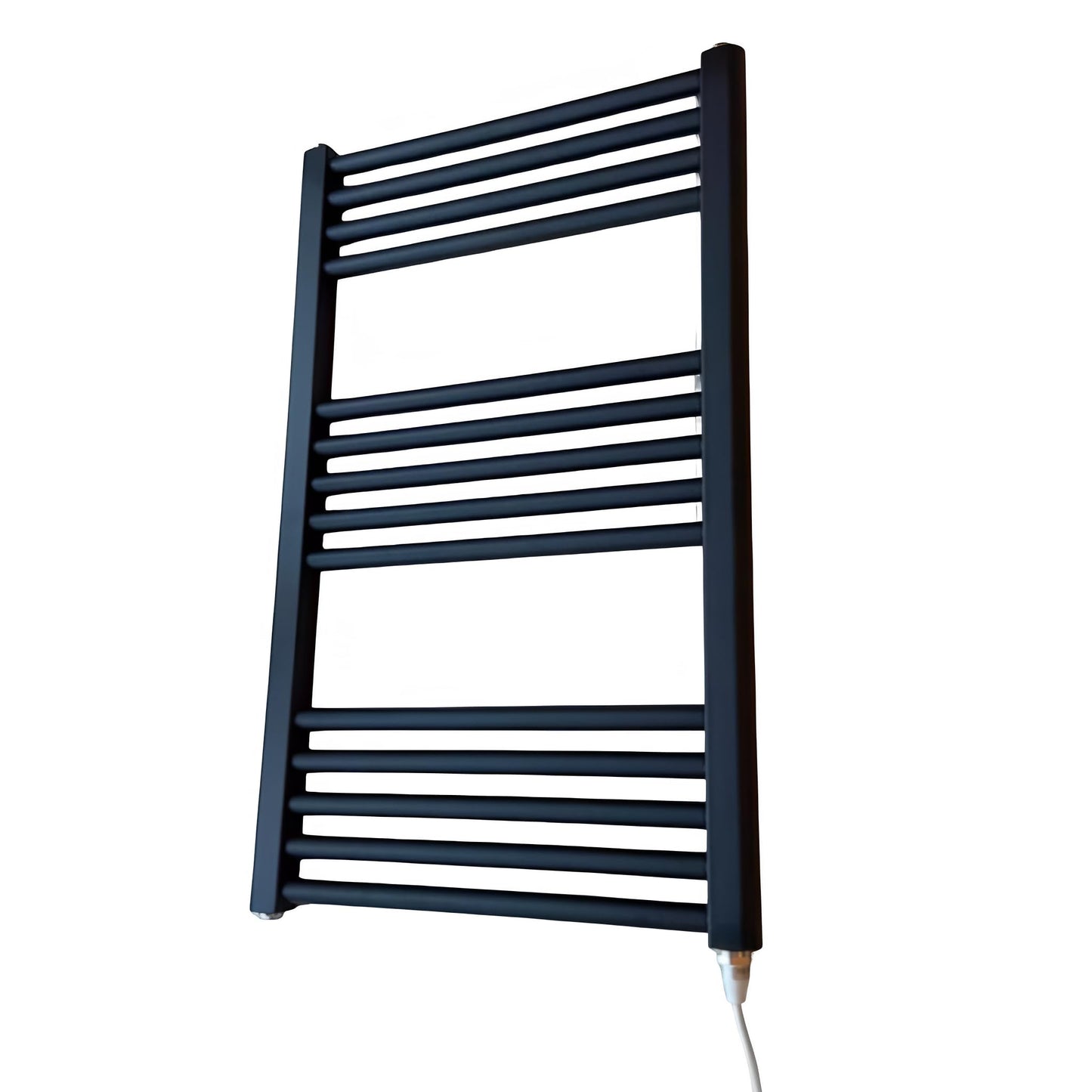 Greenedhouse 400w x 800h Black Electric Flat Heated Towel Rail Bathroom Radiator
