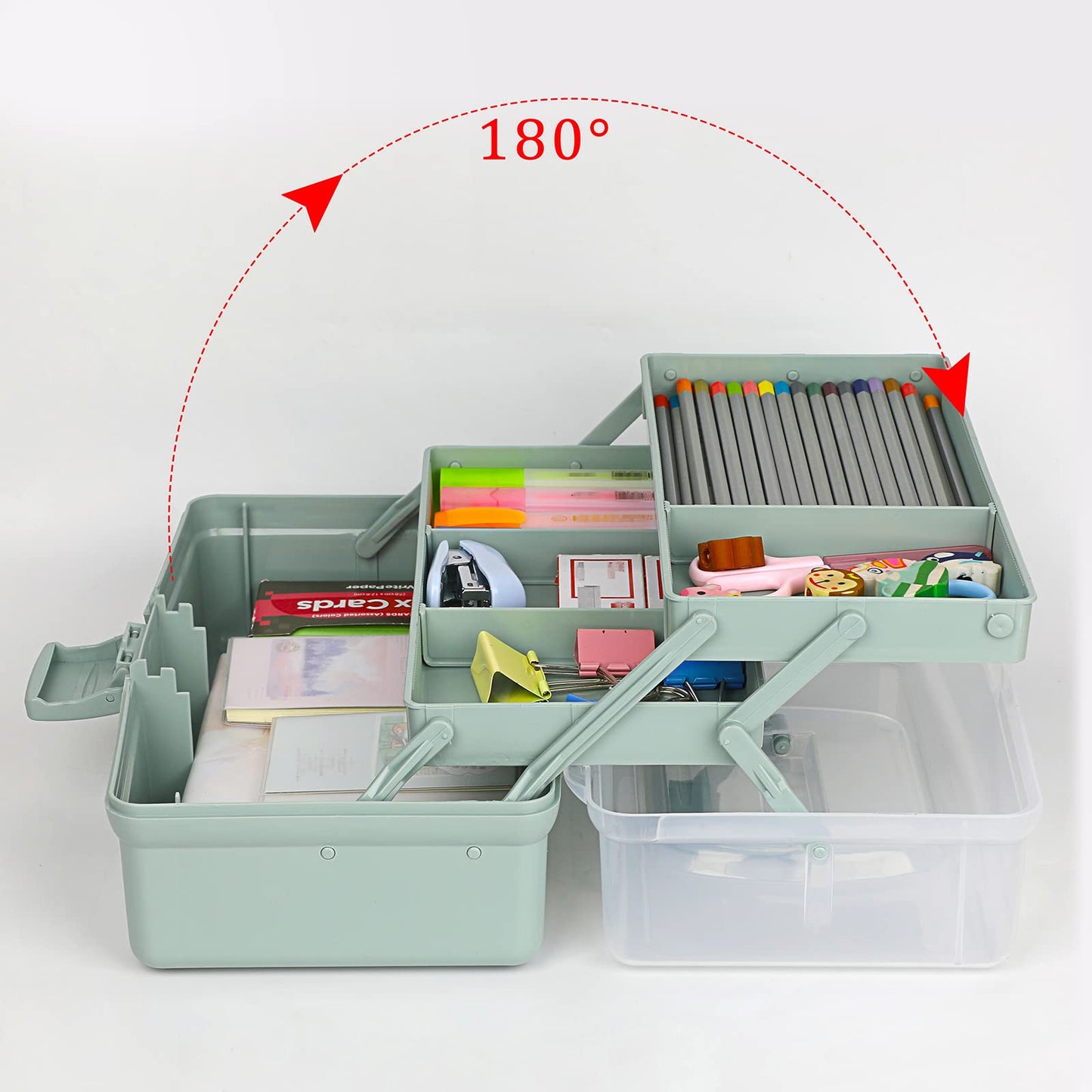 IGNPION 3 Tiers Craft Stackable Storage Box，Plastic Tool Dividers Organiser
