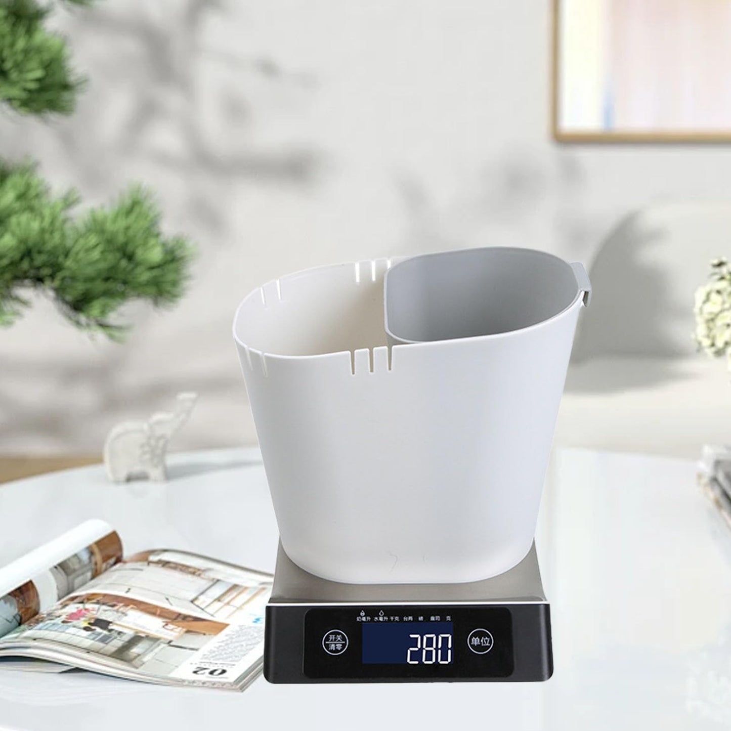 Small Desk Bin, Wet Dry Divided Trash Can Portable Counter Trash Can Two Compartment Garbage Can Table Storage Bin for Kitchen Bathroom Living Room