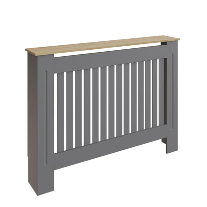 GFW Longslow Medium Radiator Cover with Vertical Slatted Design, Top Display Shelf, Durable Finish and Modern Radiator Cabinet, Grey