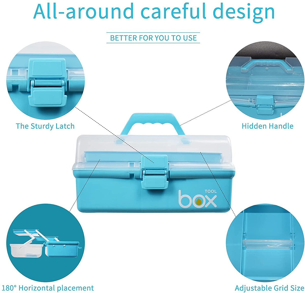 Creahaus 12in 3 Layer Multipurpose Storage Box/Craft Storage Boxes With Compartments/Plastic Tool Box/Medicine Storage Box/Hair Accessories